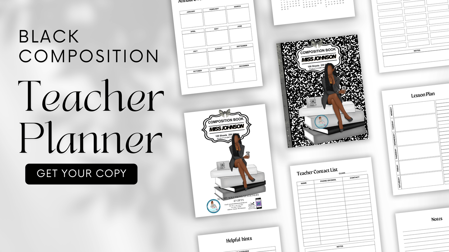 Black Composition Teacher Planner